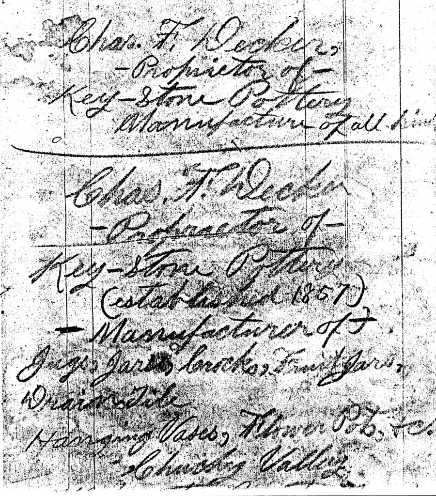 An example of Charles Decker, Sr.â€™s handwriting. Burbage25.